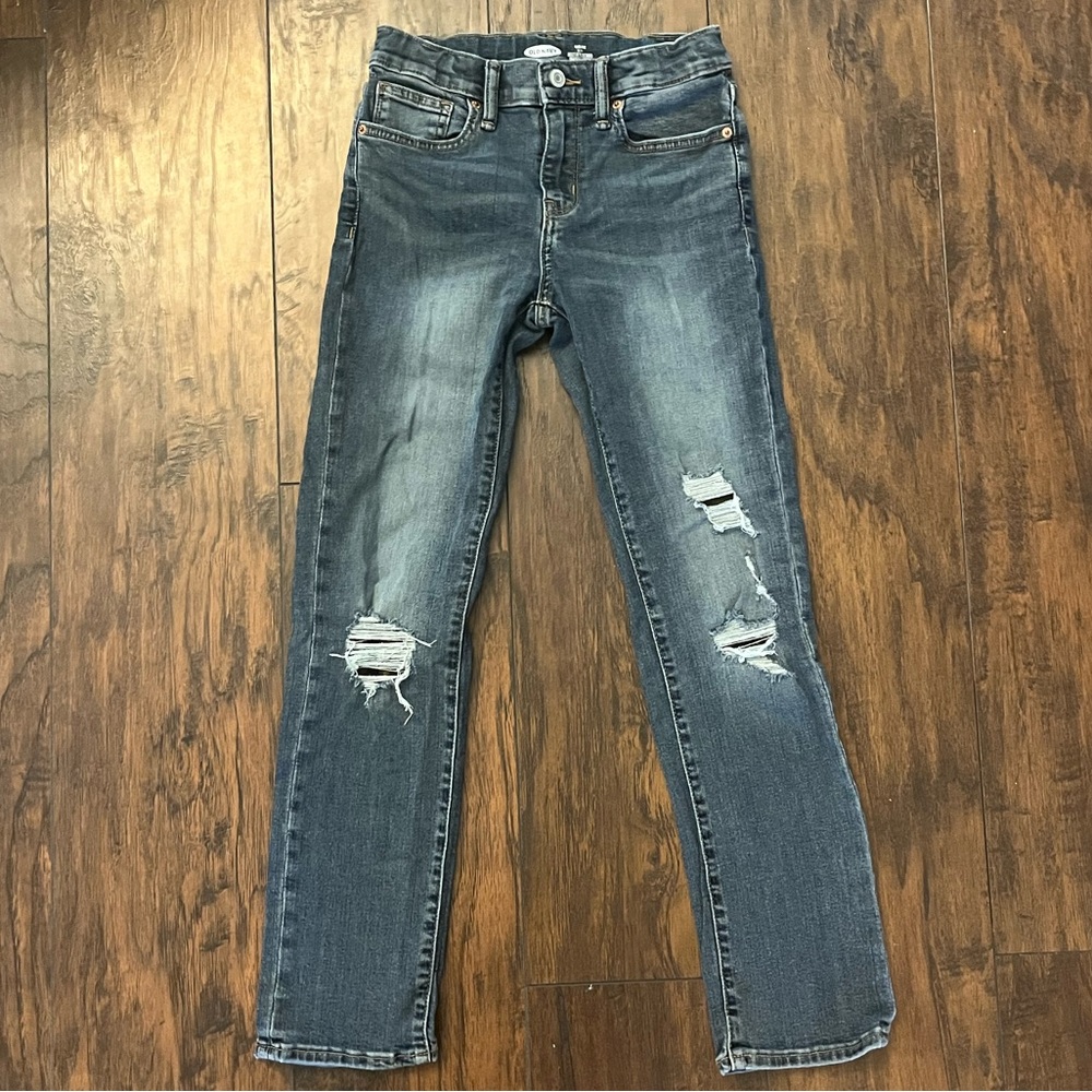 Boys Slim Old Navy Distressed Jeans with Camo Patches size 10